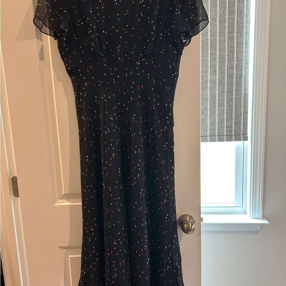 Talbots Black Maxi Dress with Colorful Dots